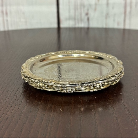 Silver Plated Coasters 5 Pieces tarnished but still good - Picture 1 of 10